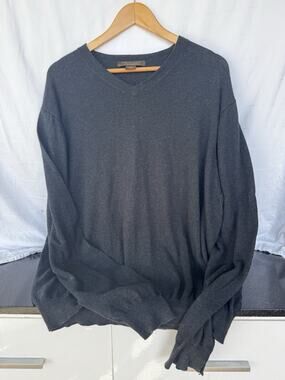 Sebastian Cooper Men's V-neck sweater XXL charcoal gray Luxurious cashmere blend